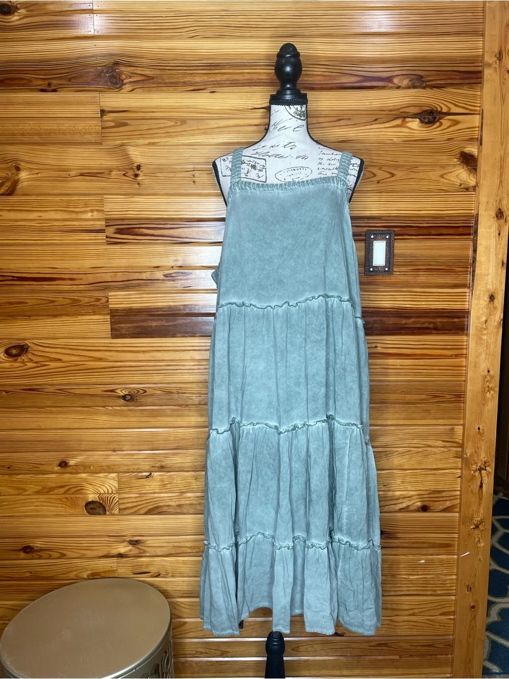 Anthropologie Sage Green Tiered Maxi Dress
